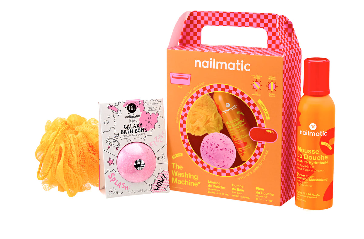 Zestaw Prezentowy do Kąpieli dla Dzieci - Nailmatic The Washing Machine Orange, Pomarańczowy, 3 szt.