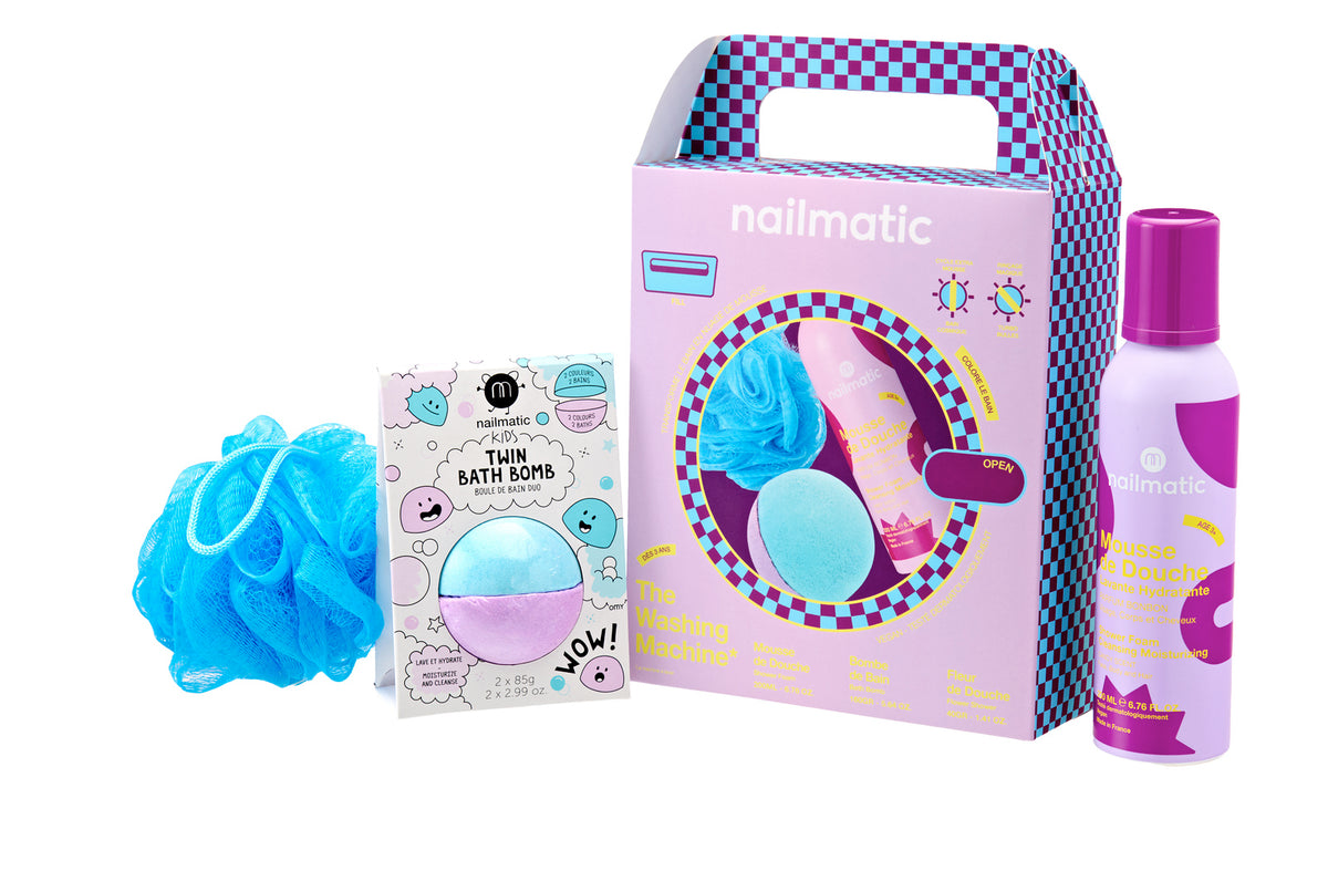 Zestaw Prezentowy do Kąpieli dla Dzieci - Nailmatic The Washing Machine Violet, Fioletowy, 3 szt.