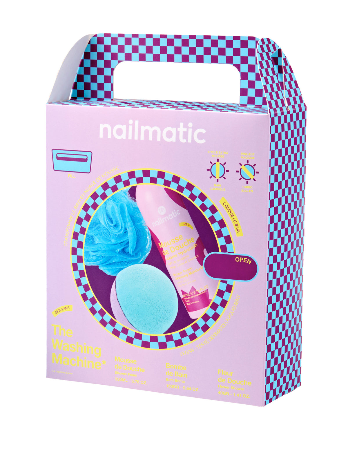 Zestaw Prezentowy do Kąpieli dla Dzieci - Nailmatic The Washing Machine Violet, Fioletowy, 3 szt.