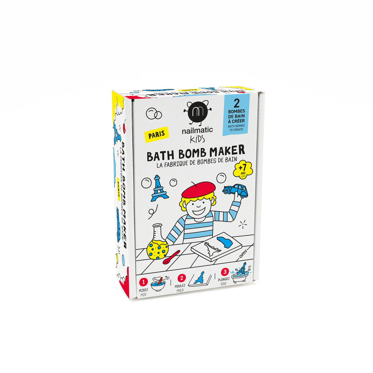 Zestaw do Robienia Kul do Kąpieli dla Dzieci - Nailmatic Paris Bath Bomb Maker, Wieża Eiffla i Samochód