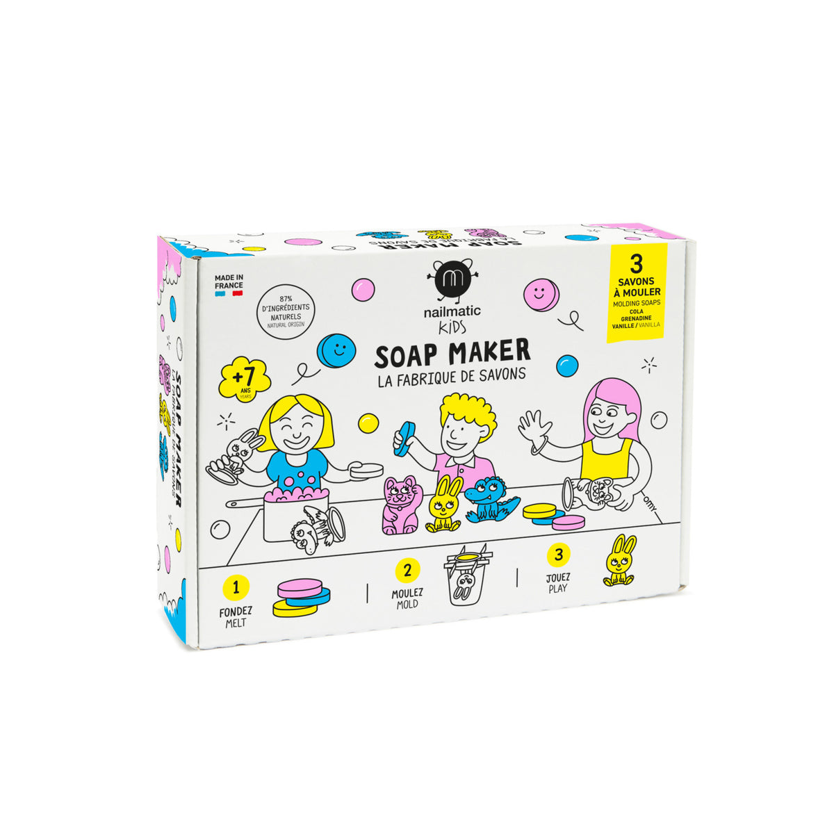 Zestaw do Robienia Mydełek dla Dzieci - Nailmatic Soap Maker, Kot, Królik i Krokodyl, 3 szt.