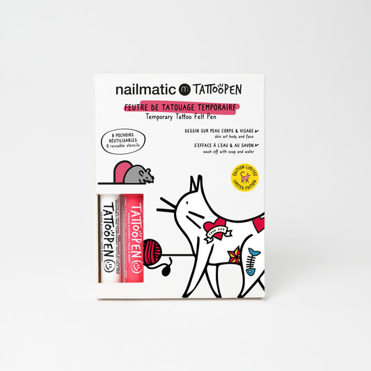 Zmywalne Markery do Ciała dla Dzieci z Szablonami do Tatuaży, Biały i Czerwony Nailmatic