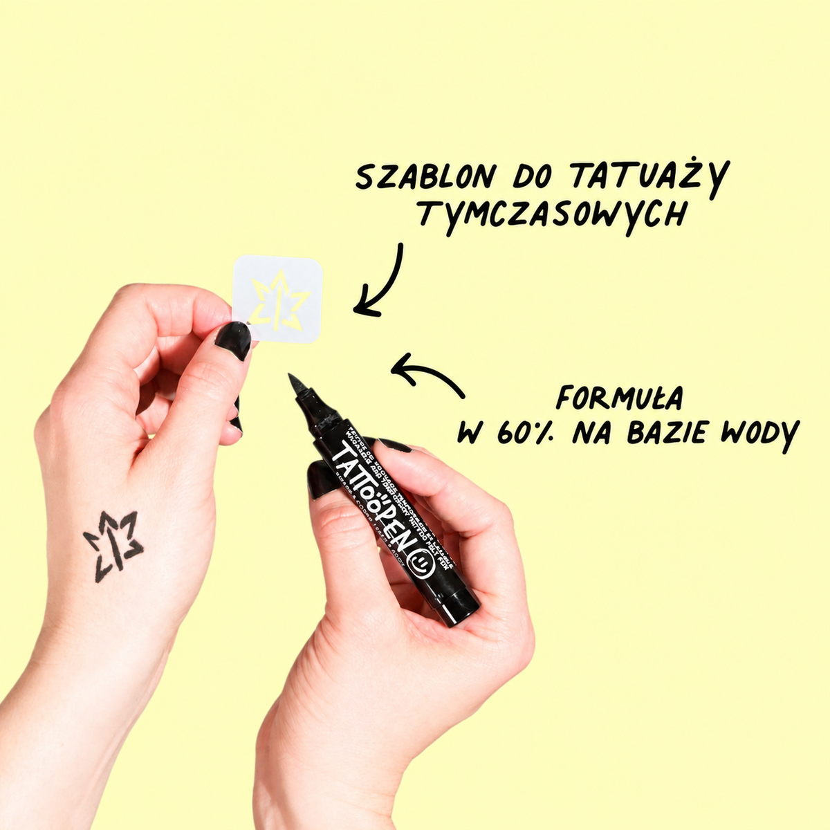 Zmywalne Markery do Ciała dla Dzieci z Szablonami do Tatuaży, Brązowy i Czarny Nailmatic