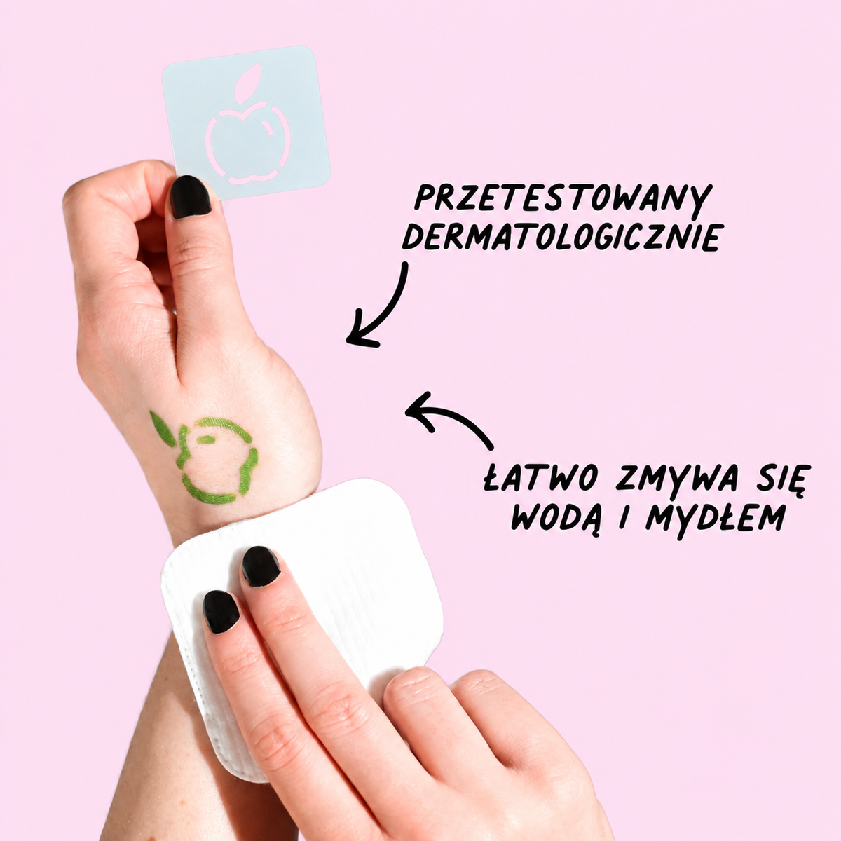 Zmywalne Markery do Ciała dla Dzieci z Szablonami do Tatuaży, Zielony i Różowy Nailmatic