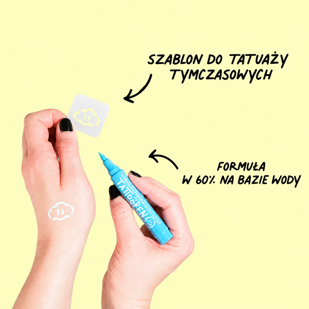 Zmywalne Markery do Ciała dla Dzieci z Szablonami do Tatuaży, Żółty i Niebieski Nailmatic