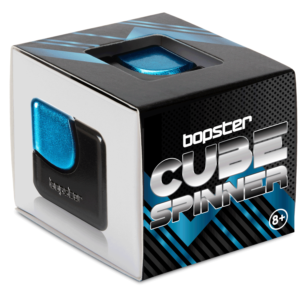bopster Fidget Cube Spinner - Czarny/Niebieski
