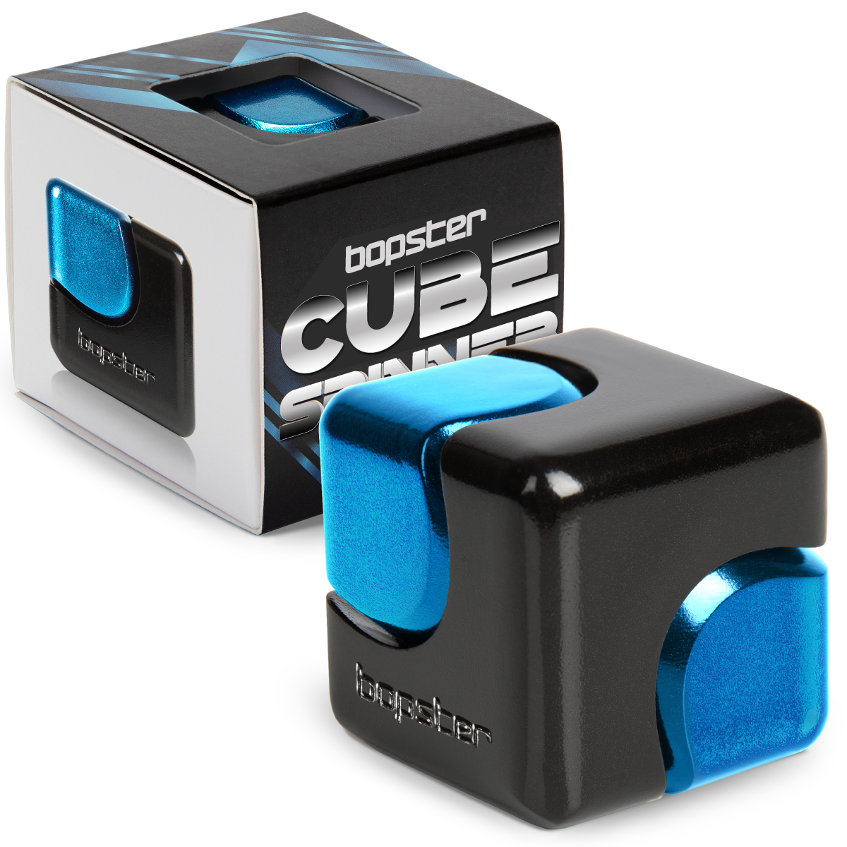 bopster Fidget Cube Spinner - Czarny/Niebieski